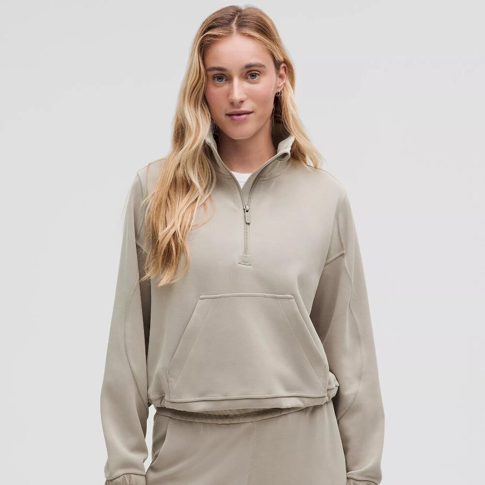 NWT Lululemon Brushed Softstreme Half Zip in Riverstone